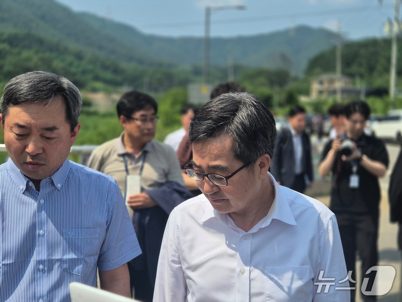  김동연 경기도지사가 8일 양평군 서울-양평 고속도로 원안 종점부를 방문했다./뉴스1 양희문 기자