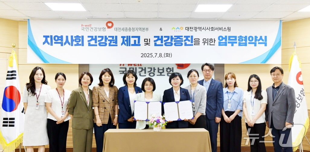 대전시사회서비스원과 국민건강보험공단이 업무협약을 체결하고 있다. &#40;대전시사회서비스원제공. 재판매 및 DB금지&#41;/뉴스1