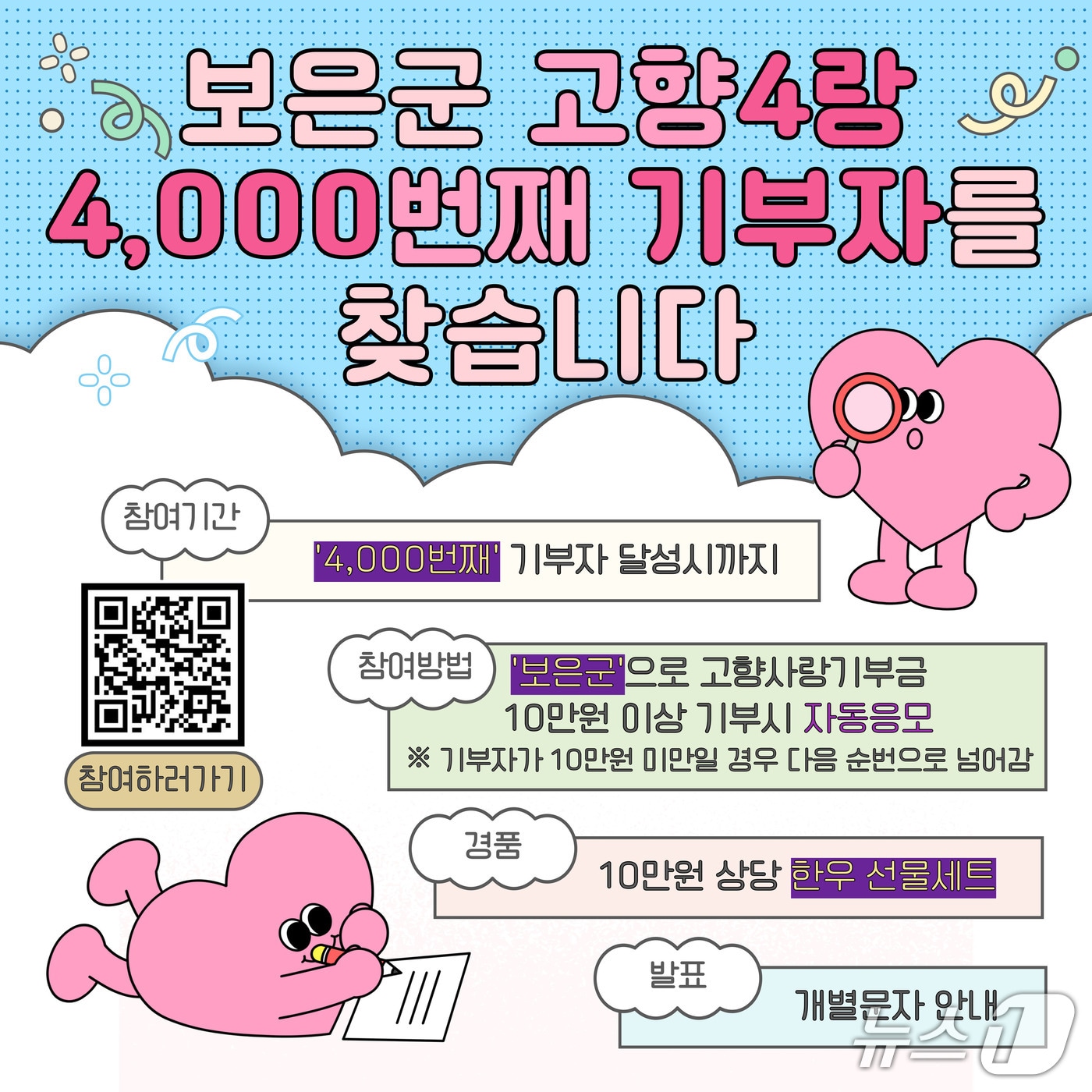  보은군 고향4랑 4000번째 기부자 이벤트 홍보물/뉴스1