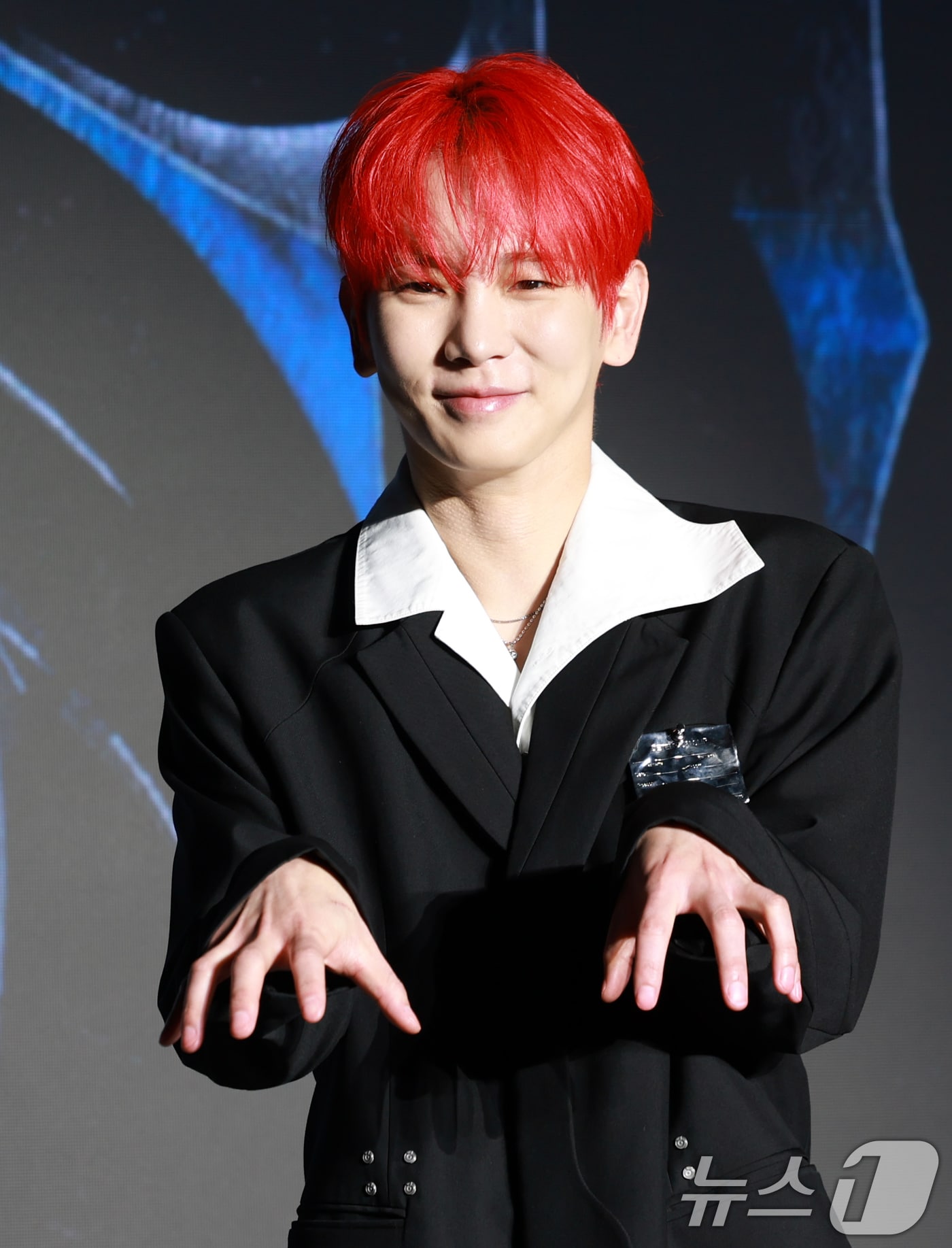 샤이니 키가 11일 오후 서울 광진구 풀만 앰배서더 서울 이스트폴에서 가진 정규 3집 ‘HUNTER(헌터)’ 기자간담회에서 포즈를 취하고 있다. 2025.8.11/뉴스1 ⓒ News1 권현진 기자