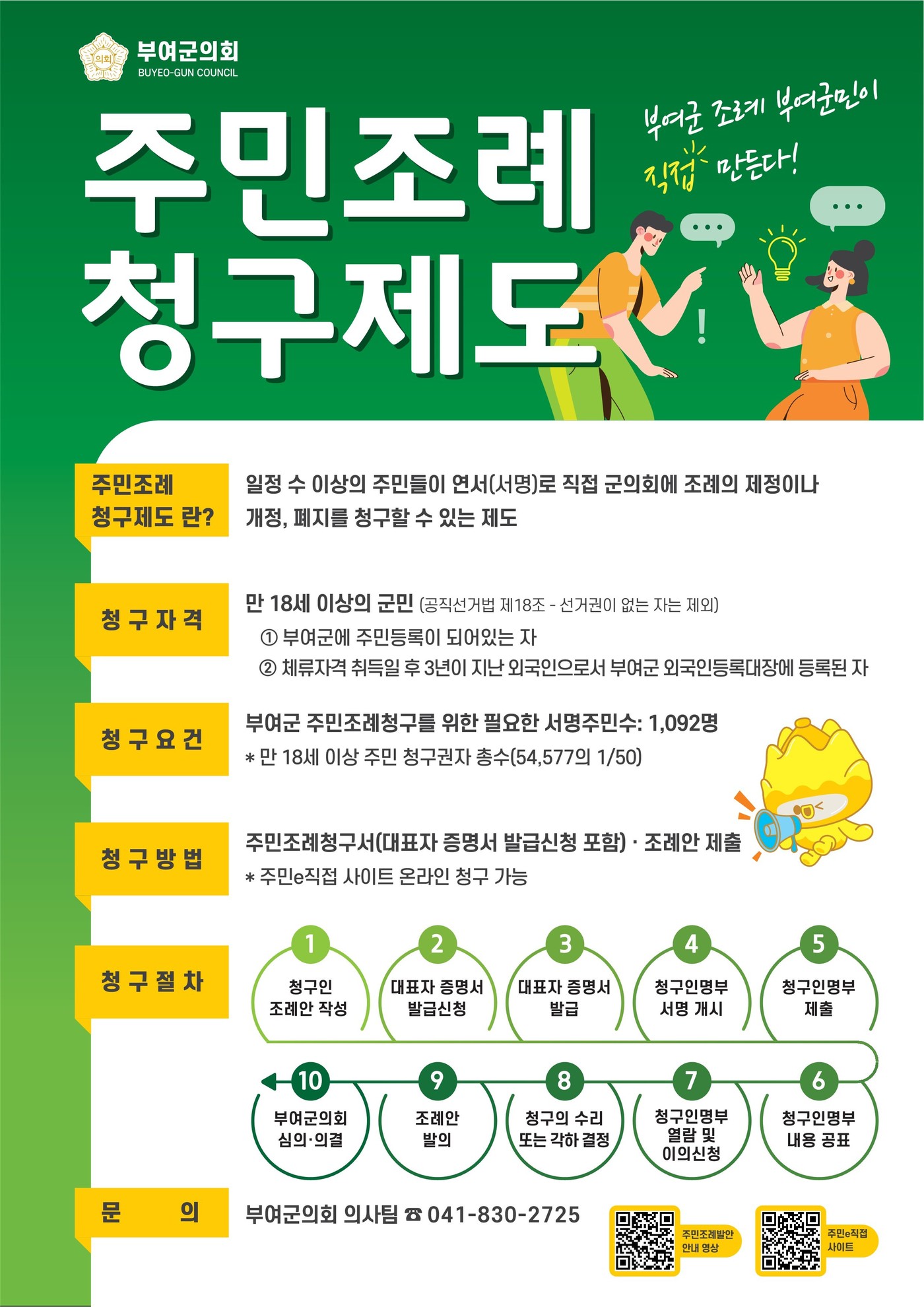 '주민조례청구제도' 홍보 포스터.(부여군의회 제공. 재판매 및 DB금지)/뉴스1 