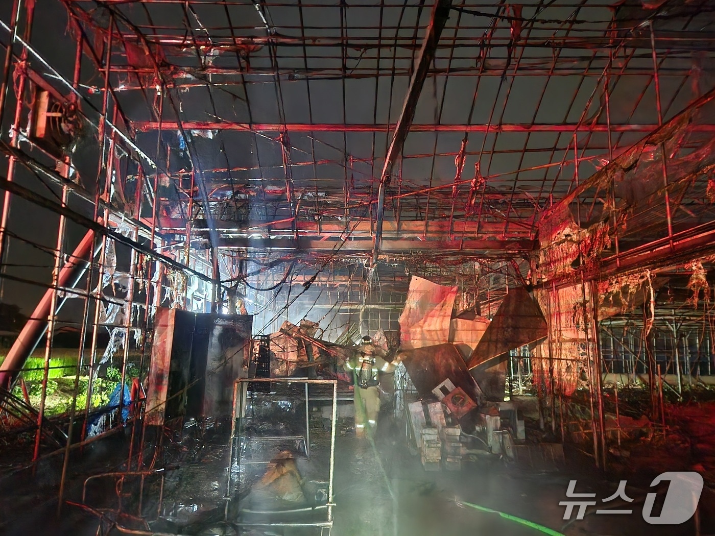 가지 재배 비닐하우스 화재 현장.(전북소방본부 제공. 재판매 및 DB금지산