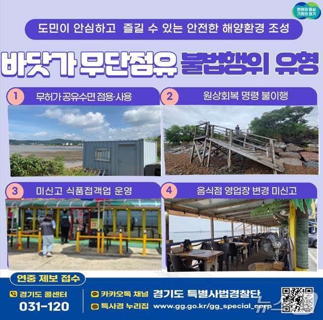 바닷가 무단점유 불법행위 유형.(경기도 제공. 재판매 및 DB금지)