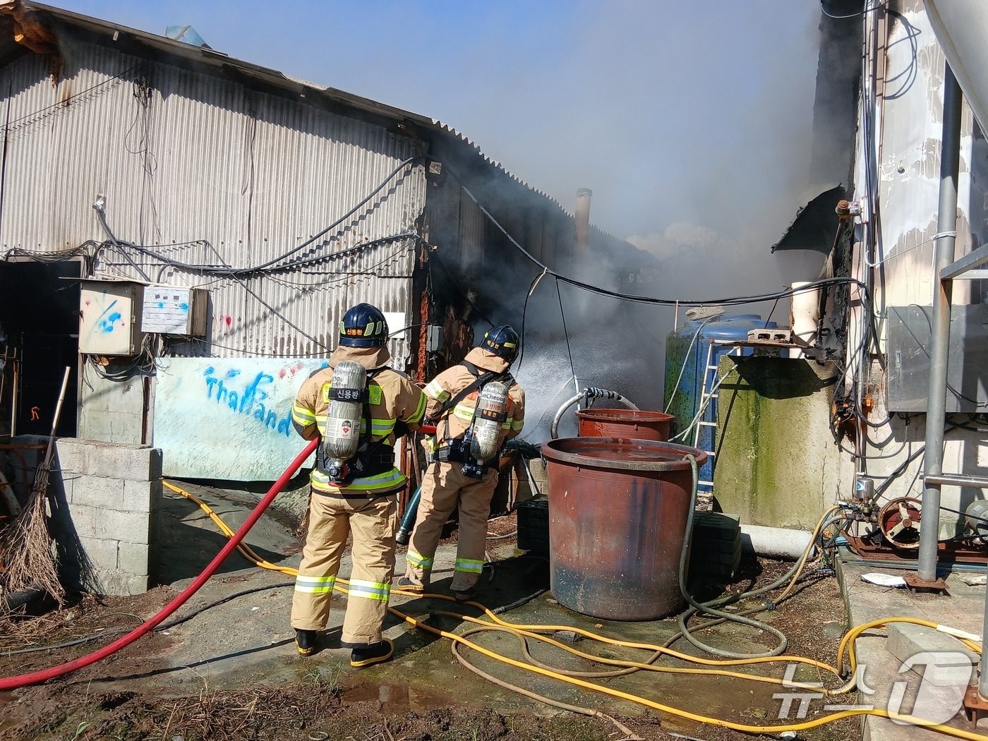 정읍 돈사 화재 현장.(전북소방본부 제공. 재판매 및 DB금지)