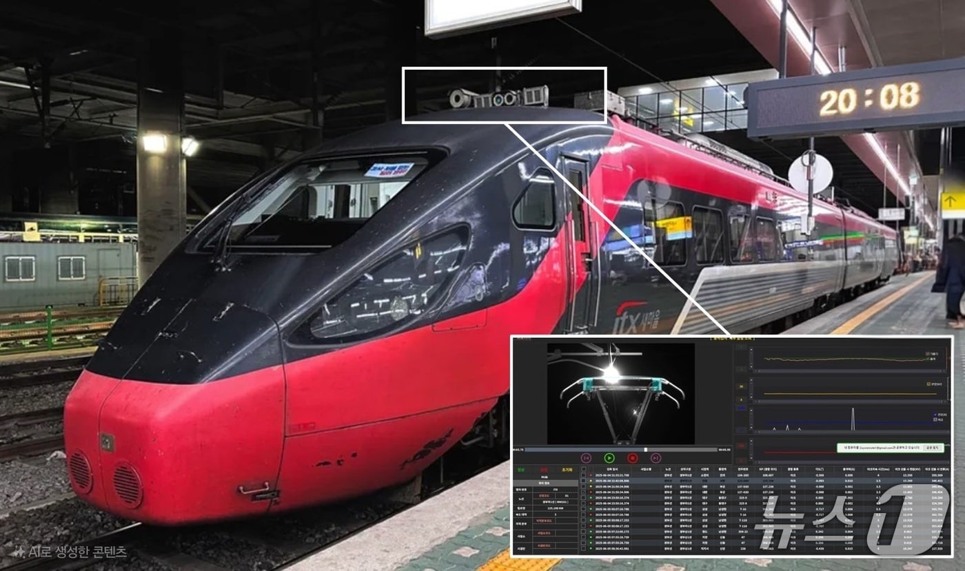 ITX-새마을에 탑재된 자동검측 시스템이 시설물 안전상태를 분석한 결과가 데이터분석실 모니터에 표출되는 모습 (코레일 제공) 뉴스1 ⓒ News1