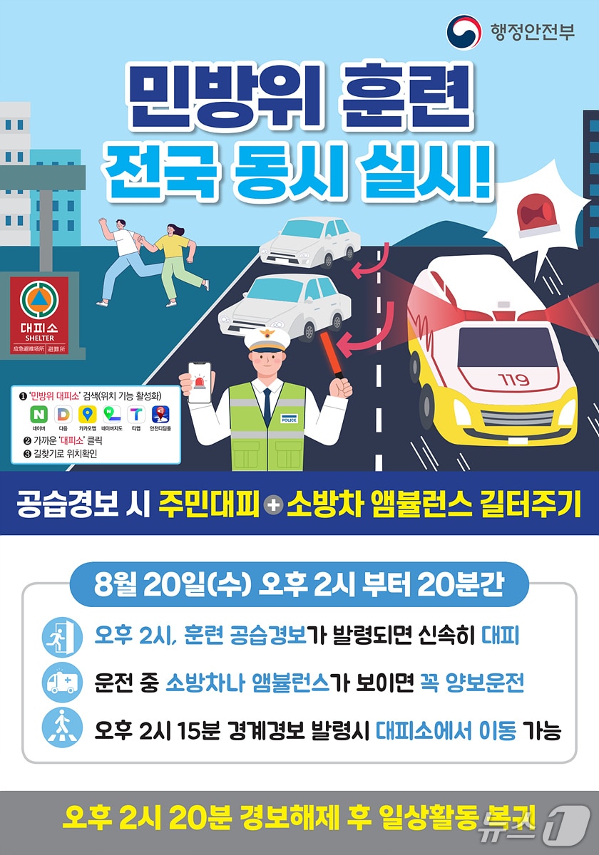 공습을 대비한 민방위 훈련이 오는 20일 대구 곳곳에서 진행된다. (대구시 제공. 재판매 및 DB 금지)/뉴스1