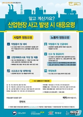 산업재해 발생 대응절차 안내문(창녕군 제공).