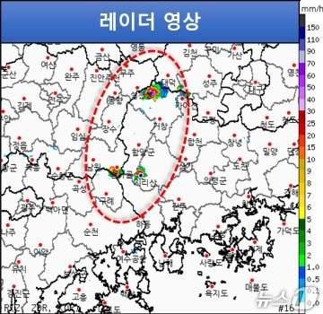 기상청 레이더 영상.