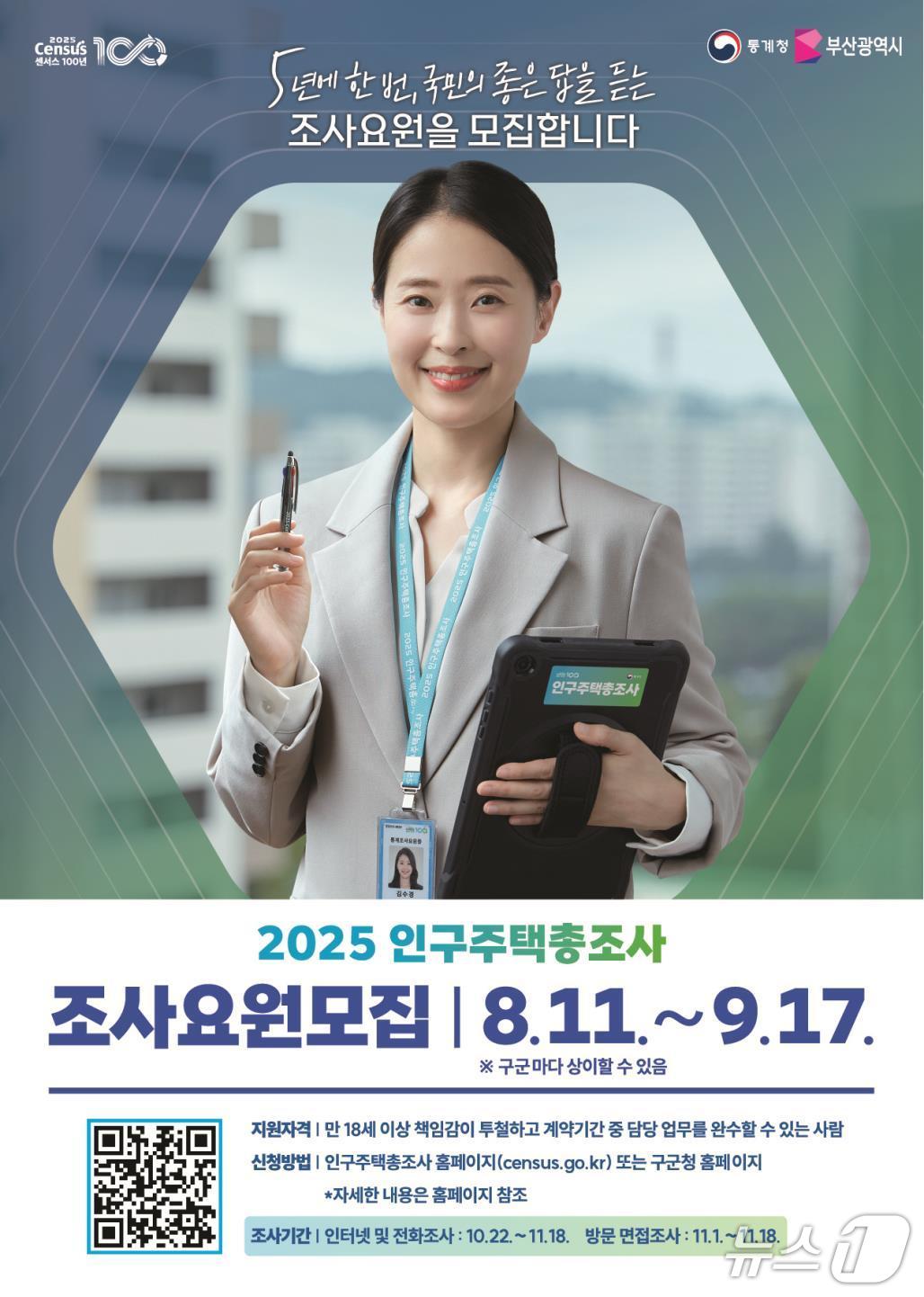 2025 인구주택총조사 조사요원 모집 포스터.(부산시 제공. 재판매 및 DB금지)