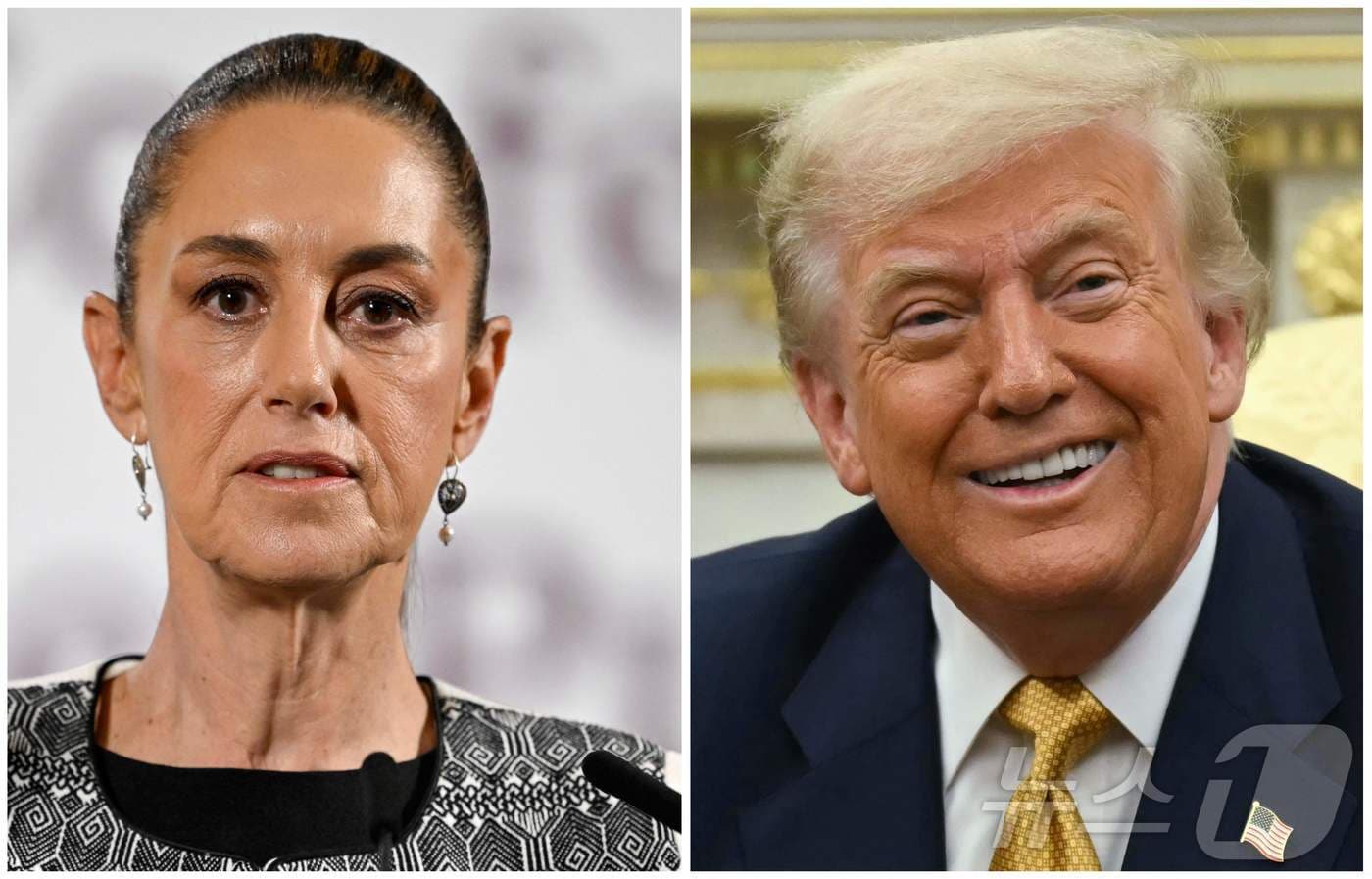 클라우디아 셰인바움 멕시코 대통령(왼쪽)과 도널드 트럼프 미국 대통령. 2025.08.01 ⓒ AFP=뉴스1 ⓒ News1 김지완 기자