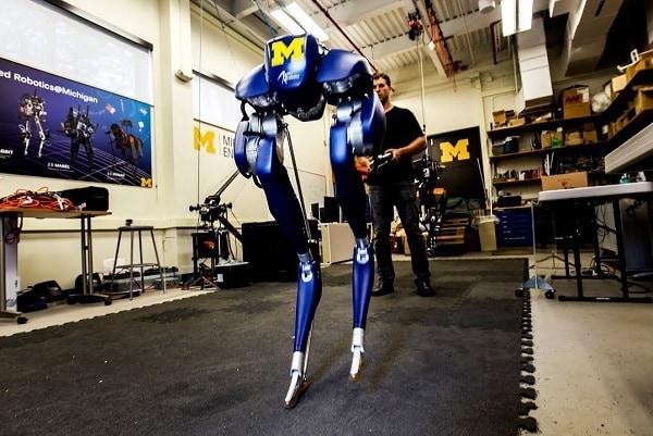 퀄리시스 모션캡쳐 데이터가 사용된 미국 미시간대학교의 이족보행 로봇 ‘캐시 블루’의 모습. &#40;제공=하스피&#41;