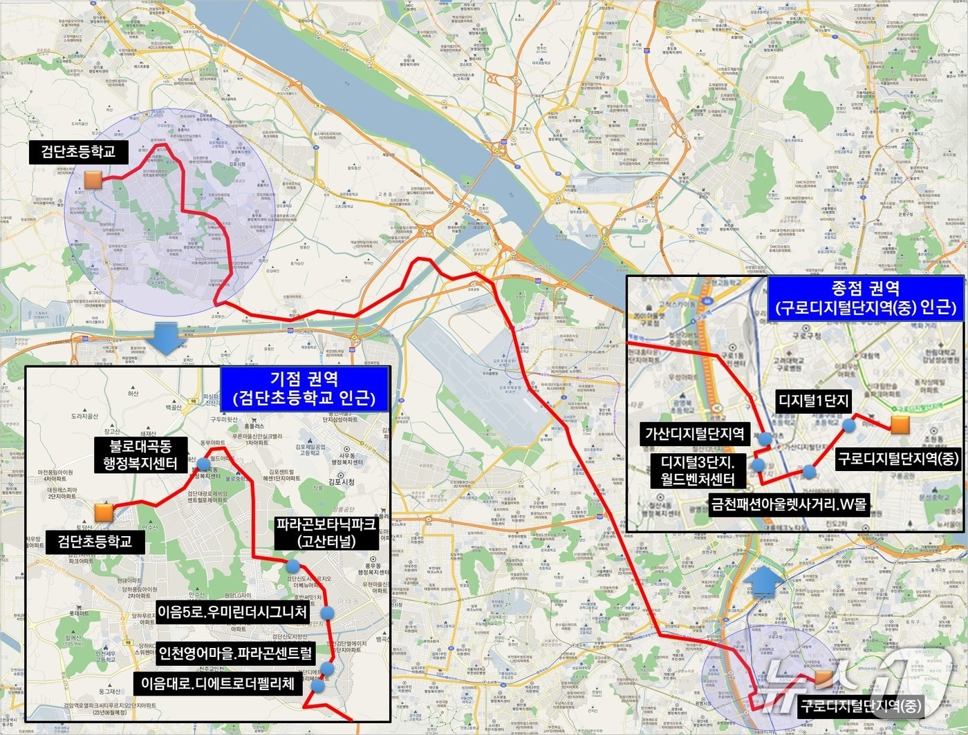 광역급행버스 M6660번 노선도.(인천시 제공. 재배포 및 DB금지)2025.8.25/뉴스1
