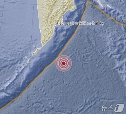 러시아 쿠릴열도 인근 해역에서 25일(현지시간) 규모 6.3의 지진이 발생했다. (출처=독일 지구과학연구센터) 2025.8.25.