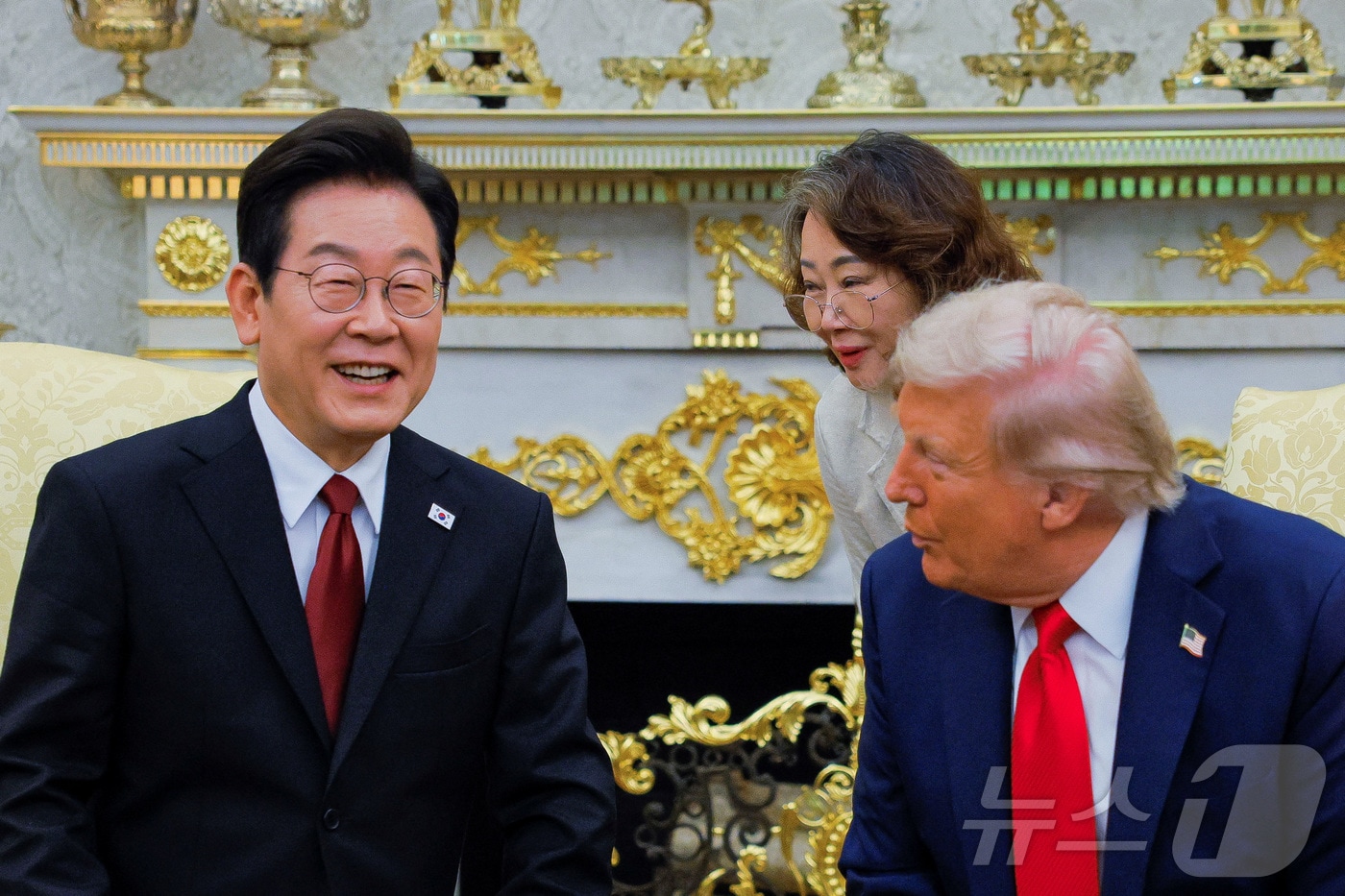 25일(현지시간) 이재명 대통령과 도널드 트럼프 미국 대통령이 백악관에서 정상회담을 갖고 있다. 2025.08.25 ⓒ 로이터=뉴스1 ⓒ News1 김지완 기자
