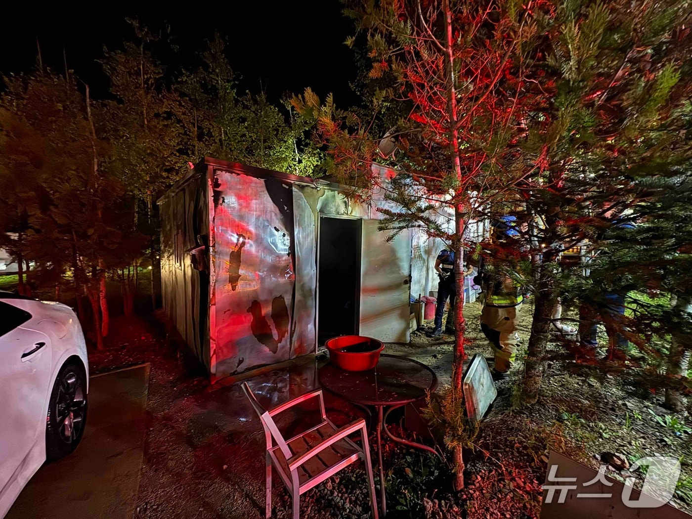 홍천 서면 생활형숙박시설 관리동 화재 현장.(강원도소방본부 제공, 재판매 및 DB 금지) 2025.8.26/뉴스1