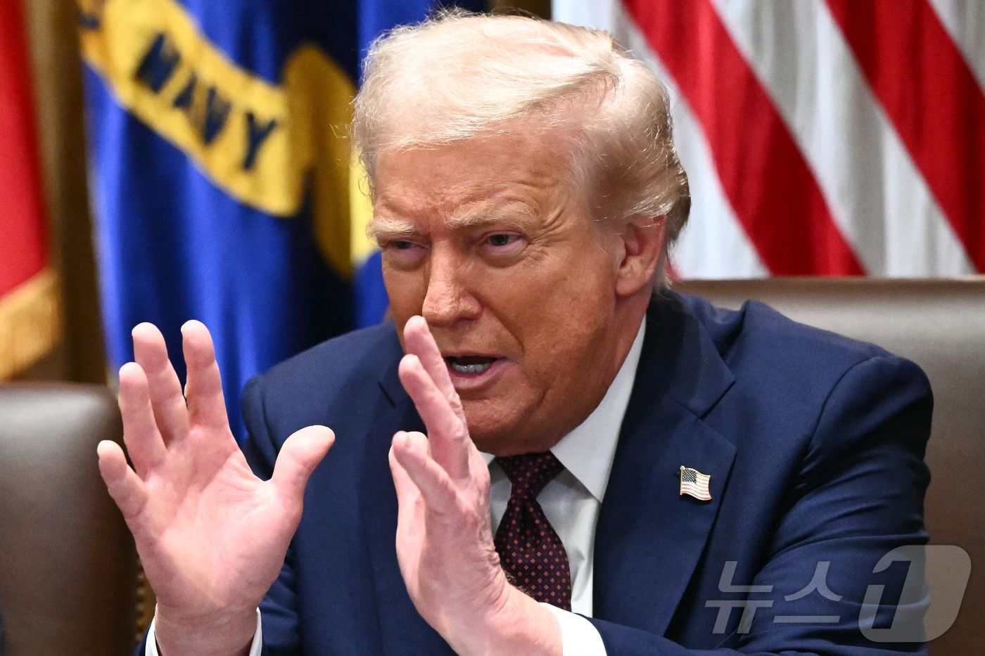 도널드 트럼프 미국 대통령이 26일(현지시간) 워싱턴DC 백악관에서 열린 내각 회의에서 발언하고 있다. 2025.08.26. ⓒ AFP=뉴스1 ⓒ News1 류정민 특파원
