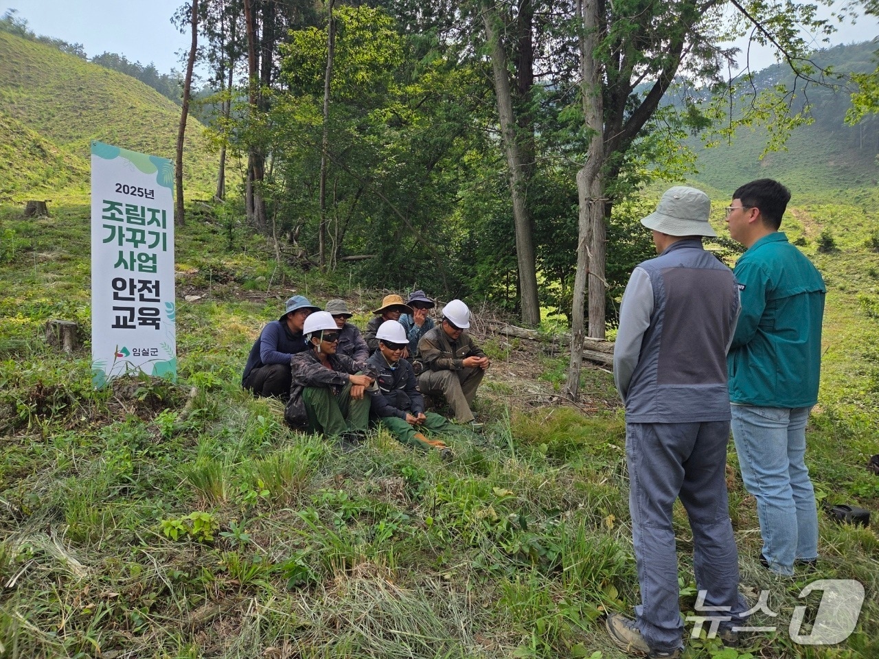 전북 임실군이 조림지 가꾸기 사업 작업자들에게 안전 교육을 실시하고 있다.(임실군제공. 재판매 및 DB금지)2025.8.27/뉴스1