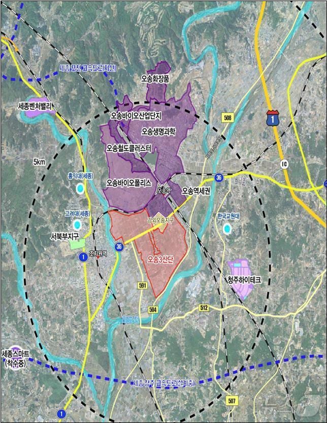 오송 3생명과학 국가사업단지 위치도