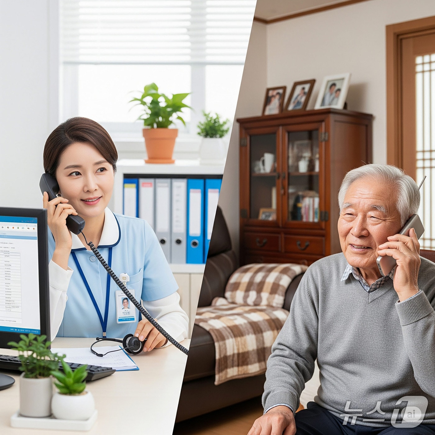 경기 성남시 노인맞춤돌봄서비스 생활지원사가 꾸준한 안부 확인을 통해 80대 노인 A 씨의 생명을 구조한 것으로 전해졌다. 사진은 안부서비스 AI 생성이미지.(성남시 제공. 재판매 및 DB금지)/뉴스1