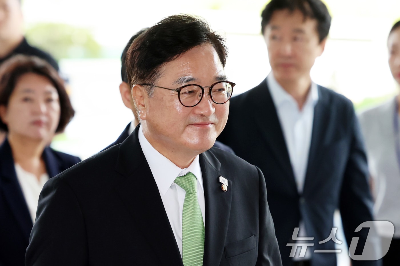 우원식 국회의장이 7일 오전 서울 서초구 서울고등검찰청에 마련된 내란특검(특별검사 조은석)으로 참고인 조사를 위해 출석하고 있다. 2025.8.7/뉴스1 ⓒ News1 황기선 기자