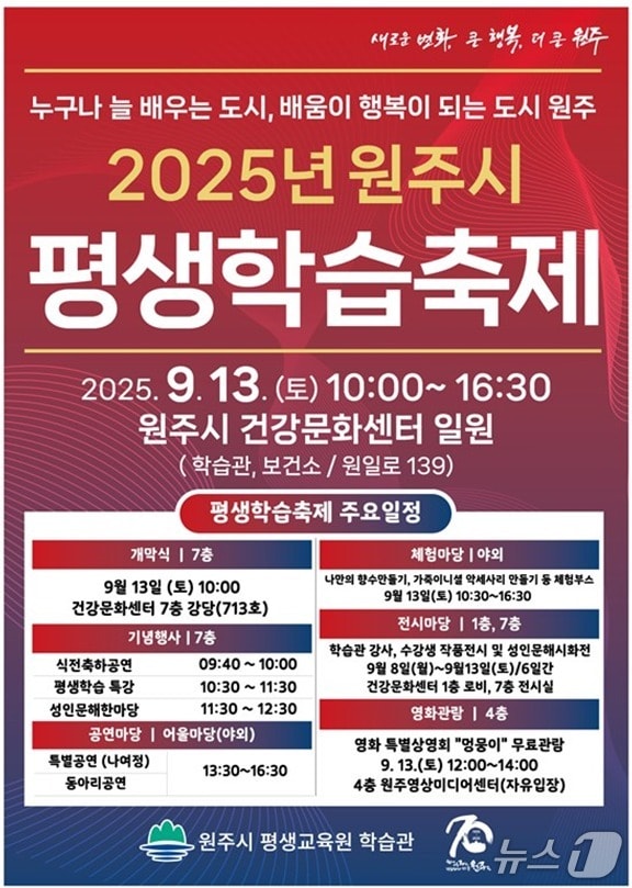 '2025 원주시 평생학습축제' 포스터. (원주시 제공. 재판매 및 DB금지) 2025.9.10/뉴스1