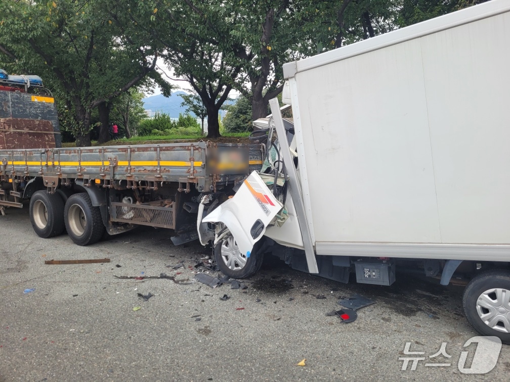 12일 부산 사상구 강변대로 교통사고 현장.(사상경찰서 제공. 재판매 및 DB 금지)