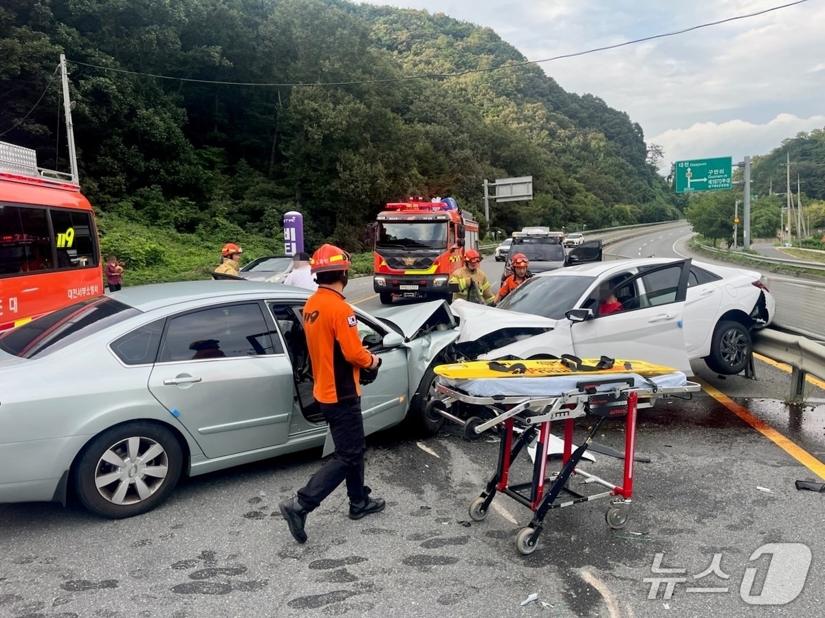 금산 복수면에서 발생한 역주행 교통사고.(금산소방서 제공. 재판매 및 DB금지)