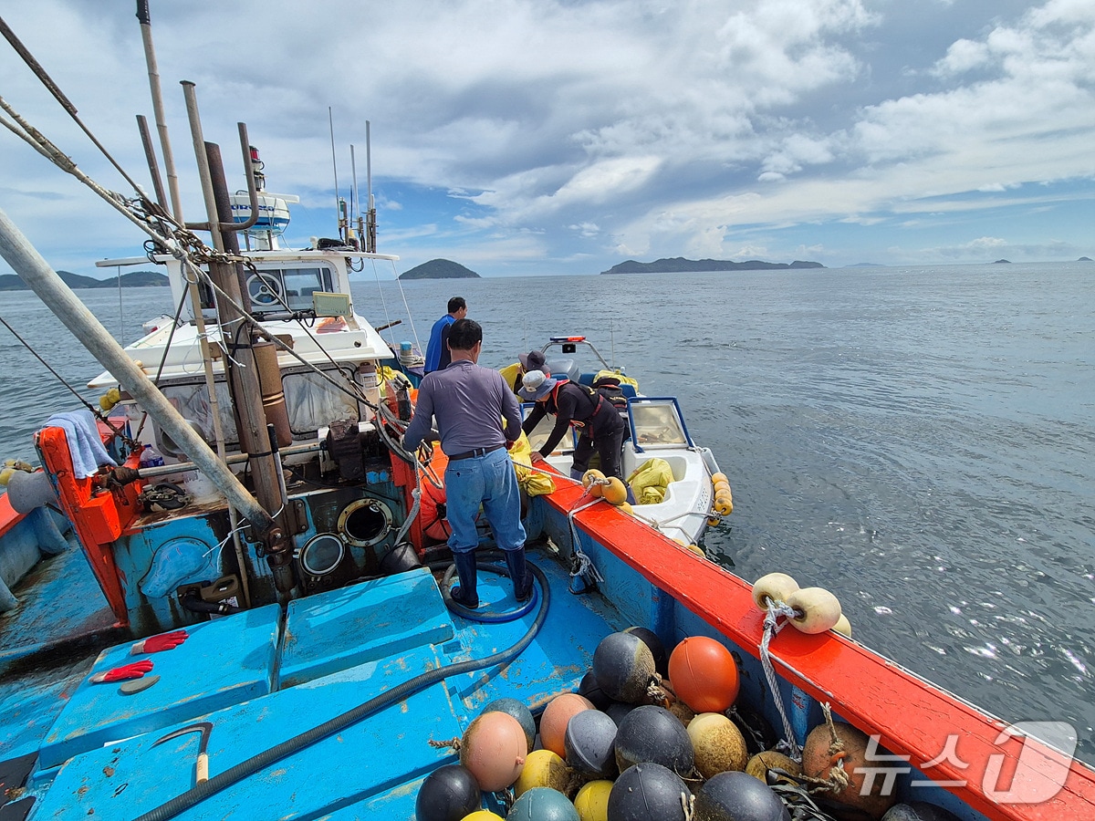 여수시가  여수·고흥·완도 경계 해역에 불법 김양식시설물에 대한 집중 지도·단속을 펼치고 있다.(여수시 제공)