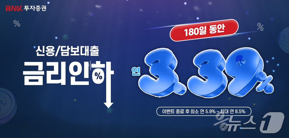 BNK투자증권, 연 3.39% 신용대출 금리 이벤트 관련 포스터. (BNK투자증권 제공. 재판매 및 DB 금지)