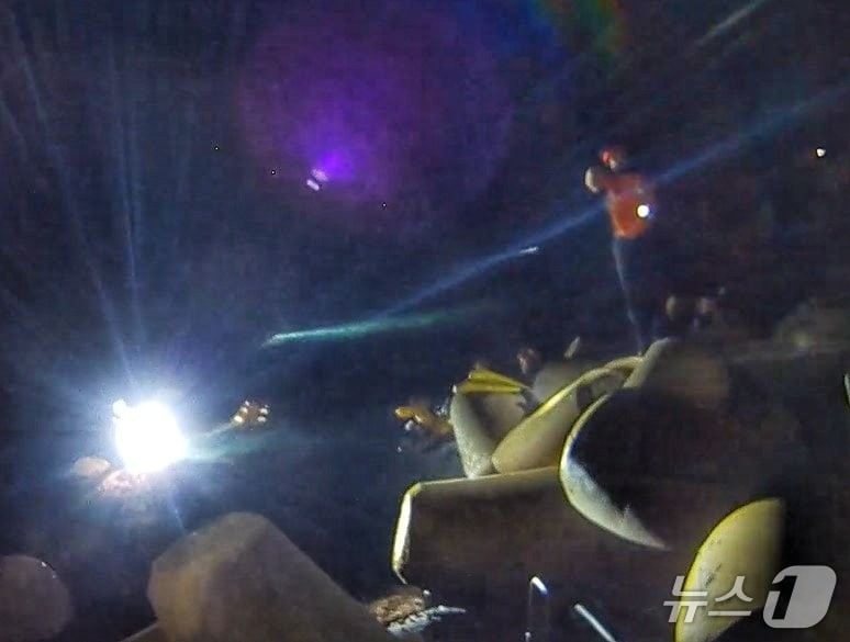 16일 밤 울산 북구 정자항 북방파제 앞바다에서 50대 남성 A씨가 물에 빠져 숨지는 사고가 발생했다.(울산소방본부 제공. 재판매 및 DB금지)/뉴스1