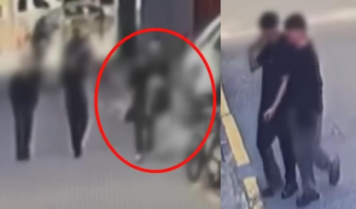 술에 취한 여성의 손을 잡고 가는 남성과 옆에서 나란히 걷는 공범 추정 남성들. (채널A 갈무리)