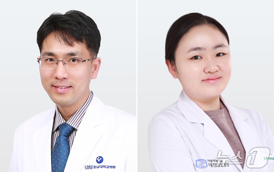 정재욱 충남대병원 호흡기알레르기내과 교수&#40;왼쪽&#41;, 박연희 대전성모병원 호흡기내과 교수&#40;충남대병원 제공&#41; /뉴스1