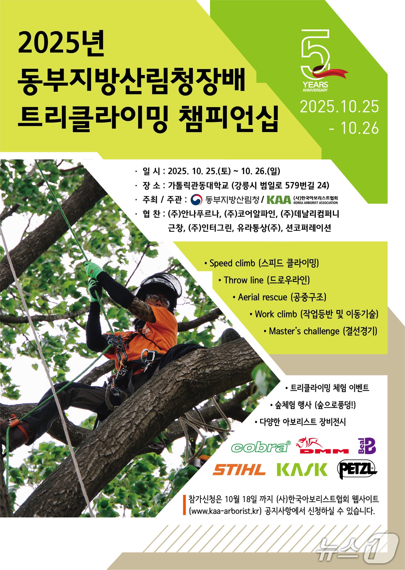 2025년 동부지방산림청장배 트리클라이밍 챔피언십 홍보물.(동부산림청 제공, 재판매 및 DB 금지) 2025.9.22/뉴스1