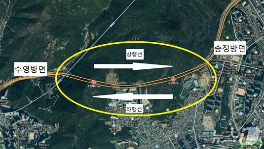 해운대구 장산 1, 2터널 위치도.(부산시 제공. 재판매 및 DB금지)