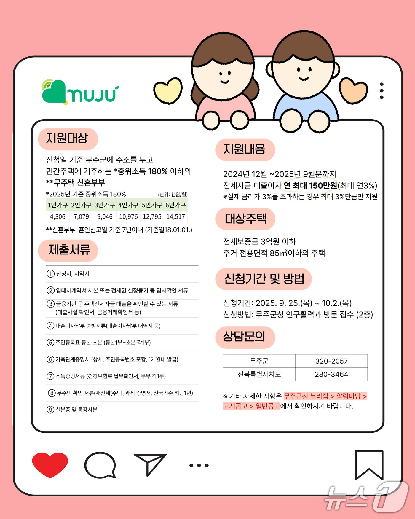 무주군이 신혼부부 5세대를 선정해 전세자금 대출이자를 지원한다.(무주군 제공. 재판매 및 DB 금지)