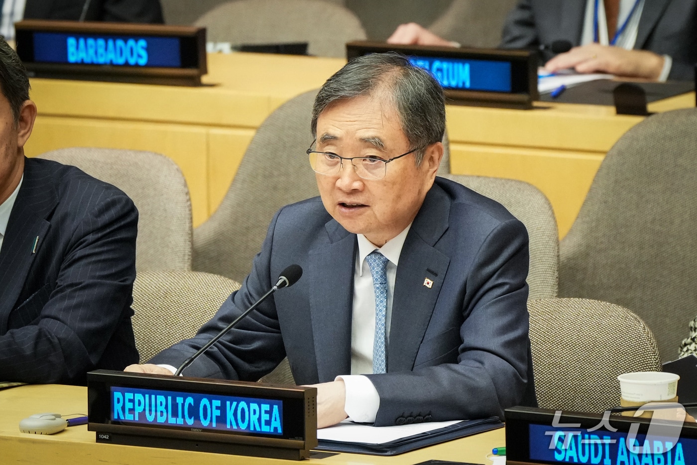 조현 외교부장관은 25일&#40;현지시간&#41; 유엔본부 경제사회이사회&#40;ECOSOC&#41; 회의실에서 개최된 2025년 제2차 주요 20개국 협의체&#40;G20&#41; 외교장관회의에 참석했다. 2025.09.29. &#40;외교부 제공&#41;