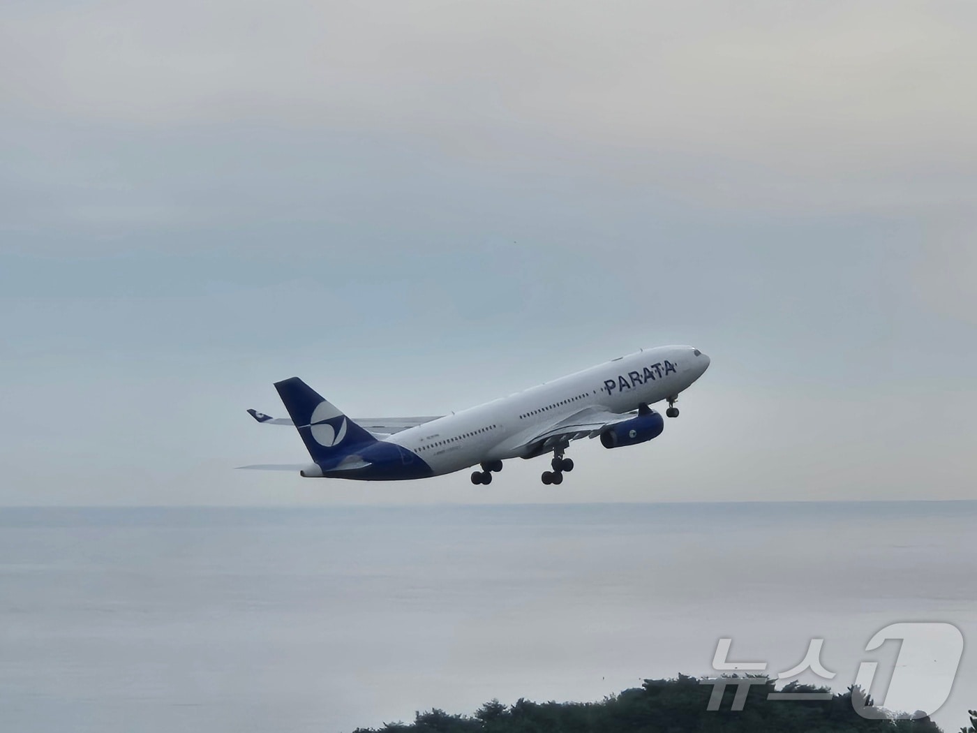 강원 양양~제주 항공 정기노선이 재개된 30일 오전 파라타항공 A330(294석)이 강원 양양군 손양면 양양국제공항 활주로에서 제주로 향하기 위해 이륙하고 있다. 2025.9.30/뉴스1 ⓒ News1 윤왕근 기자