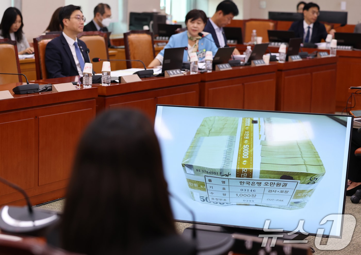 5일 서울 여의도 국회에서 열린 제429회 국회(정기회) 법제사법위원회 검찰 개혁 입법청문회에서 서영교 의원이 관봉권 띠지 유실 사건과 관련해 검찰 수사관에게 질문하고 있다. 2025.9.5/뉴스1 ⓒ News1 이승배 기자