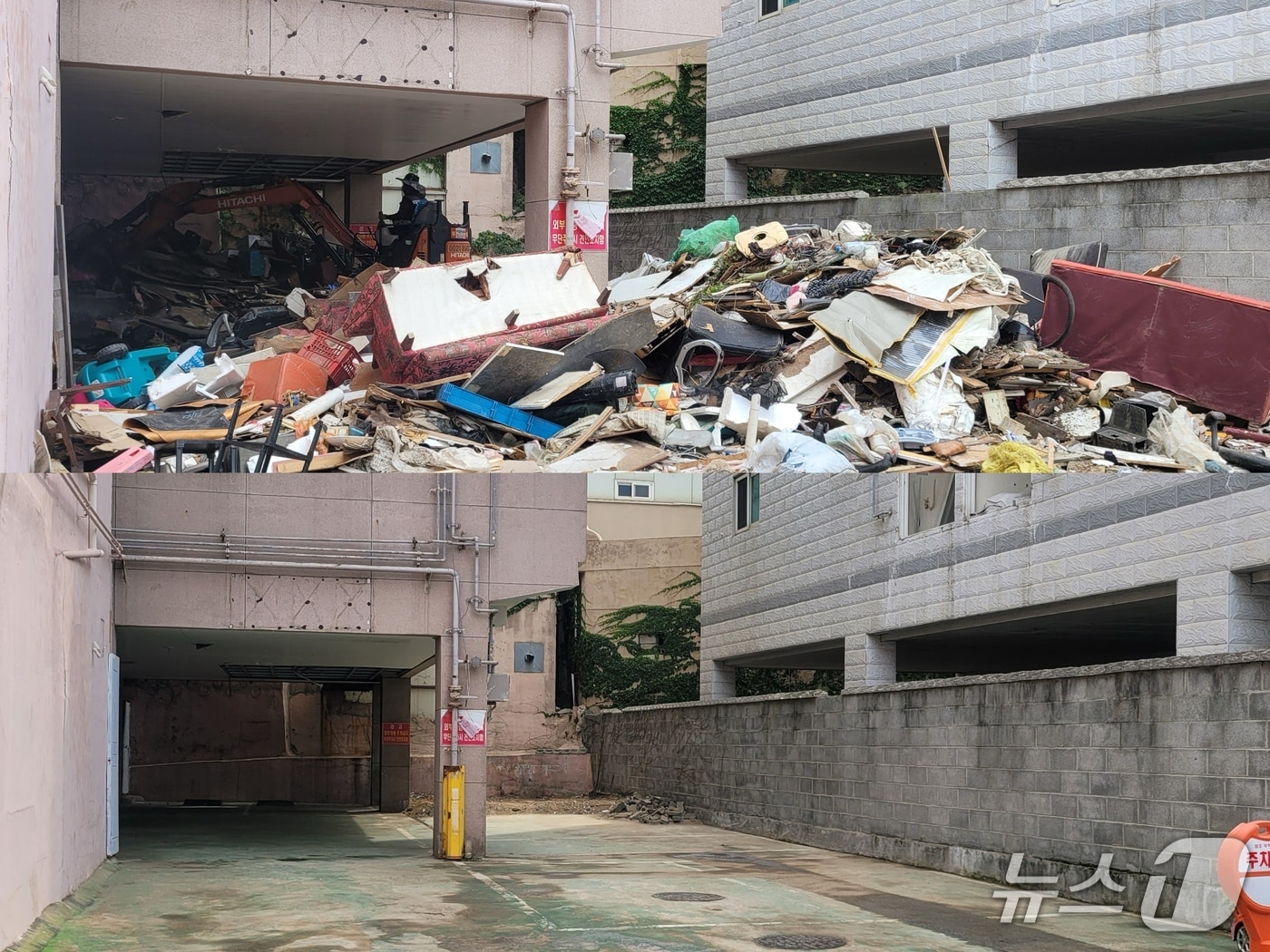 울산 동구 장기 미착공 현장 주차장 정비 전(위)과 후(아래) 모습.(울산 동구 제공. 재판매 및 DB금지)/뉴스1