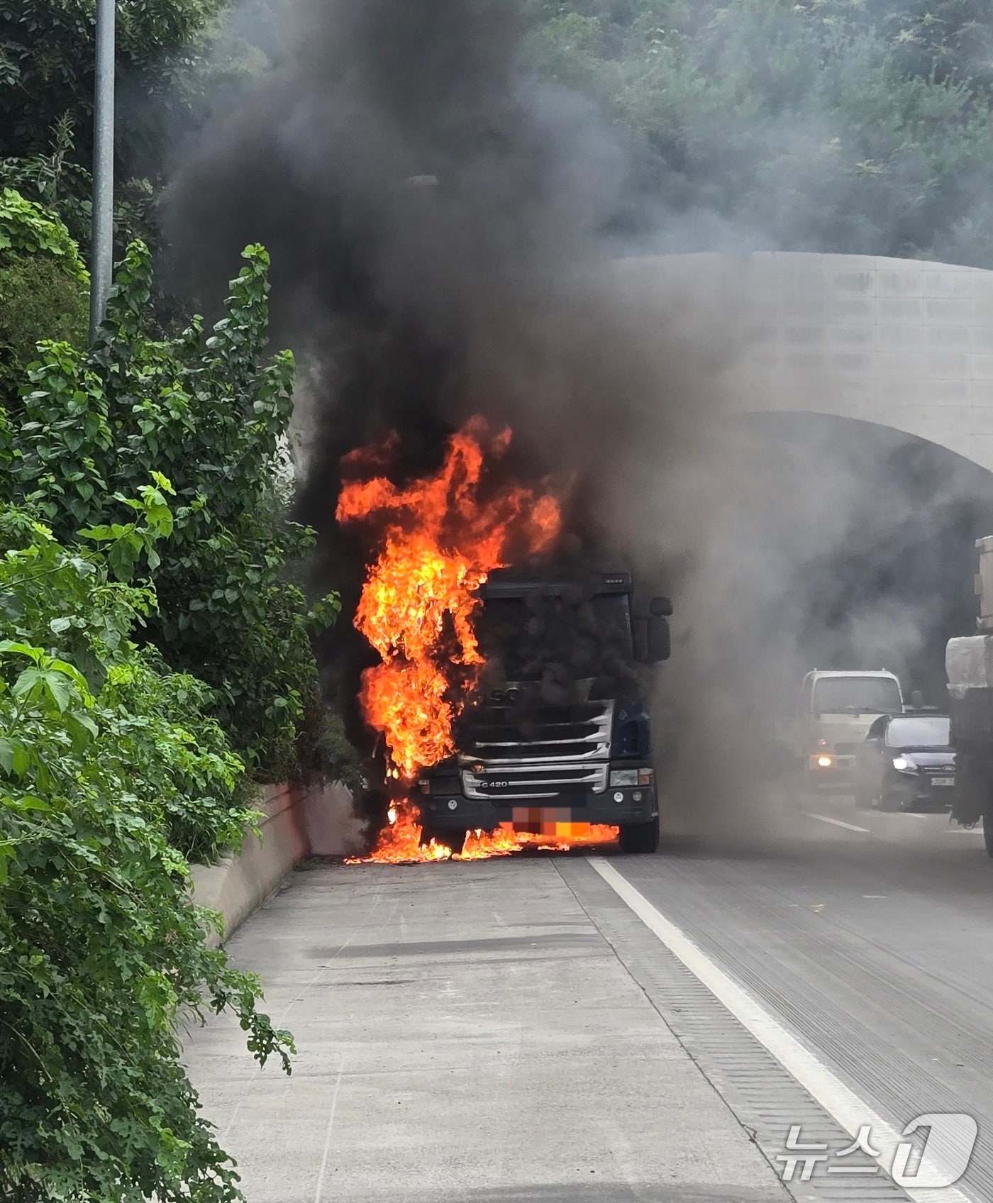 세종포천고속도로 25톤 트럭 화재(독자 제공. 재판매 및 DB 금지)/뉴스1