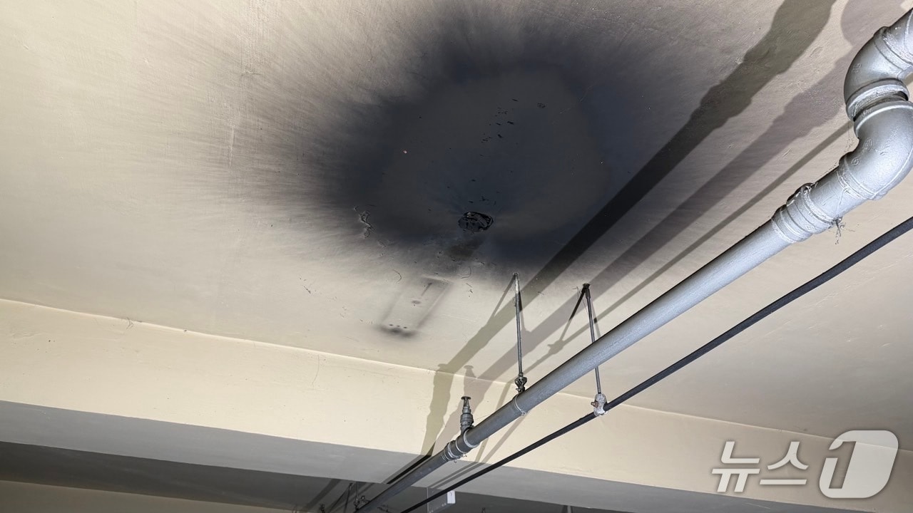 12일 새벽 제주시 소재 아파트 지하주차장에서 발생한 화재 현장.(제주도소방안전본부 제공. 재판매 및 DB 금지)