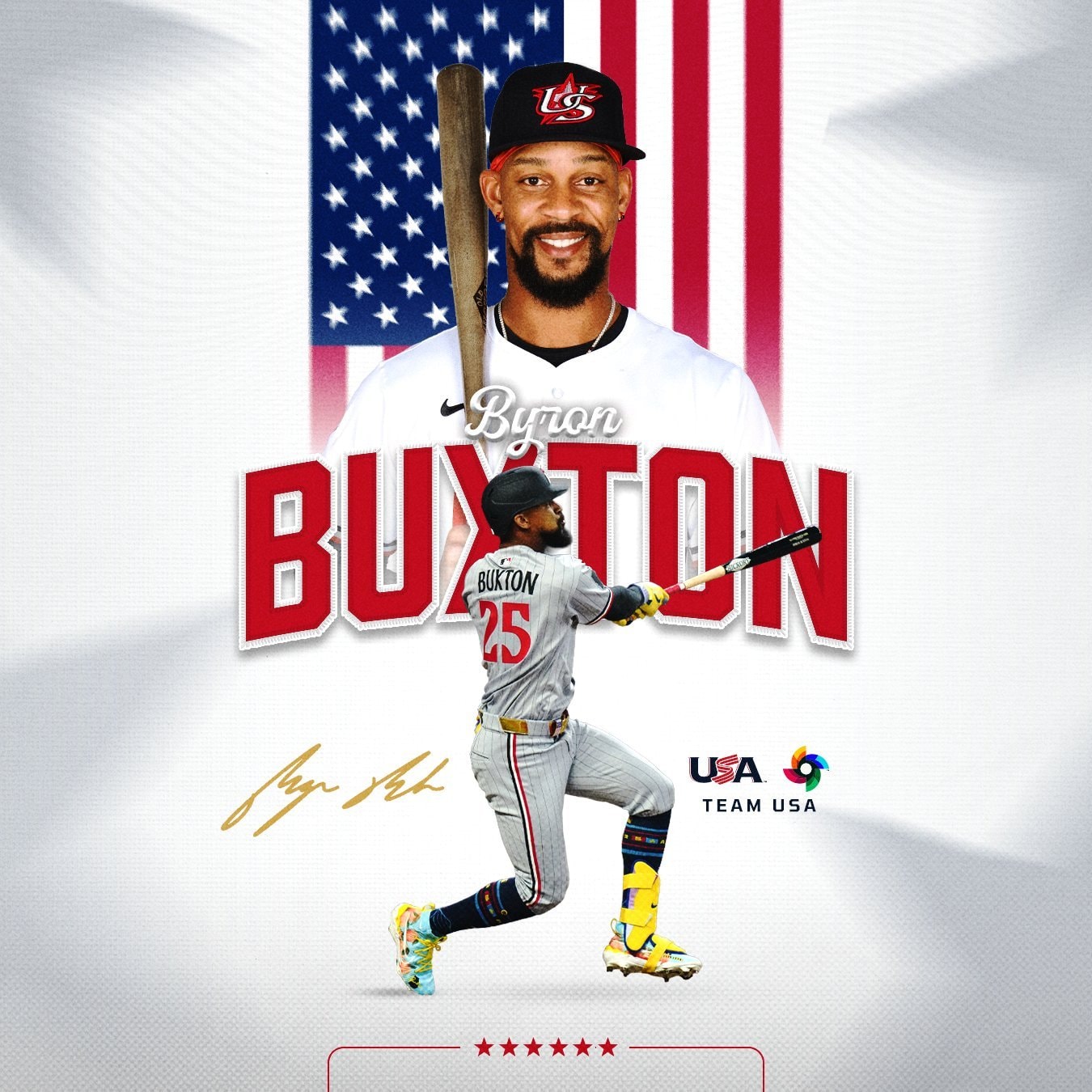 바이런 벅스턴이 WBC 미국 야구대표팀에 합류한다.(미국 야구대표팀 SNS 캡처)