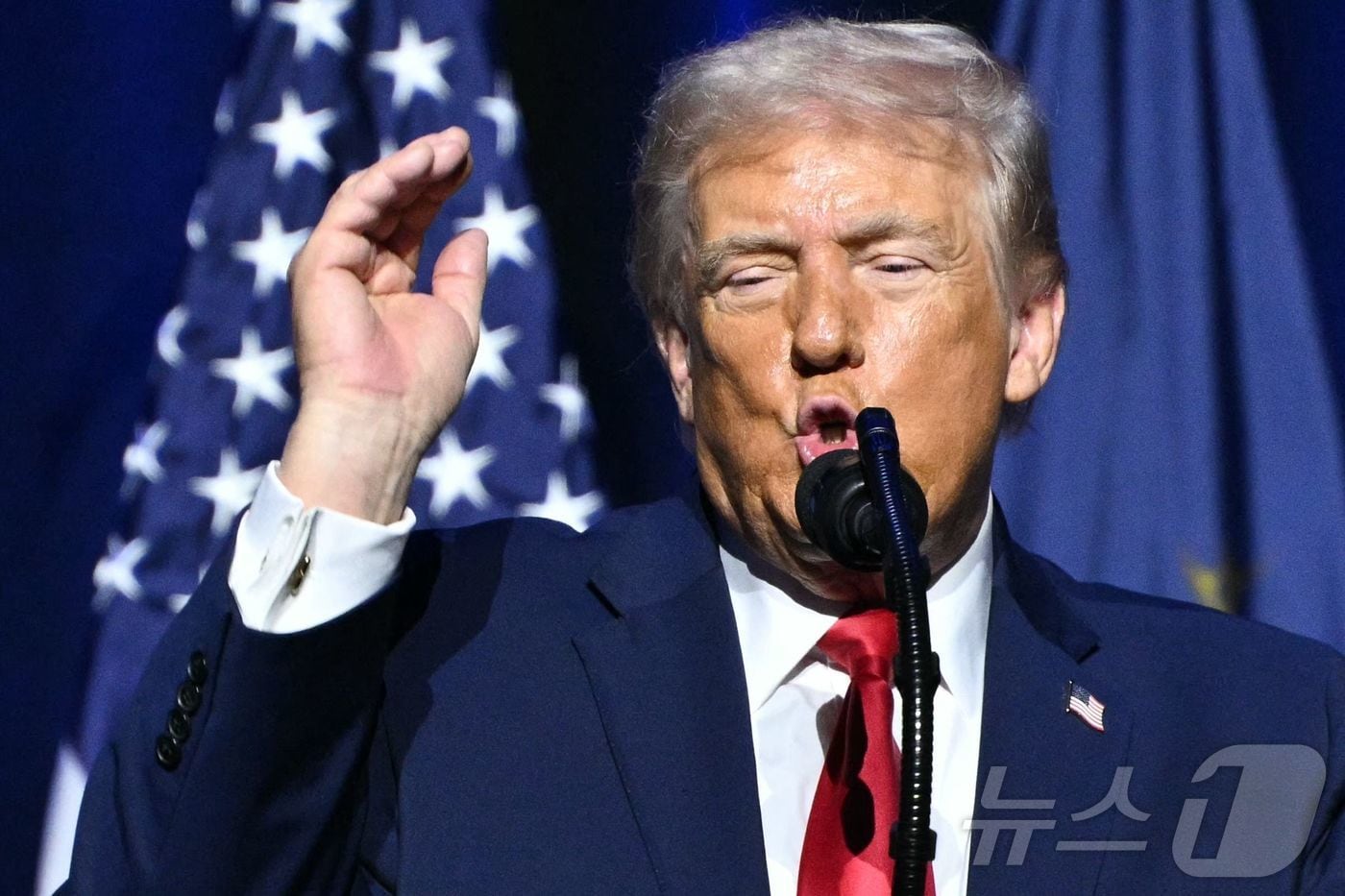 도널드 트럼프 미국 대통령이 13일(현지시간) 미시간주 디트로이트에서 열린 '디트로이트 이코노믹 클럽' 행사에서 연설하고 있다. 2026.01.13. ⓒ AFP=뉴스1 ⓒ News1 류정민 특파원