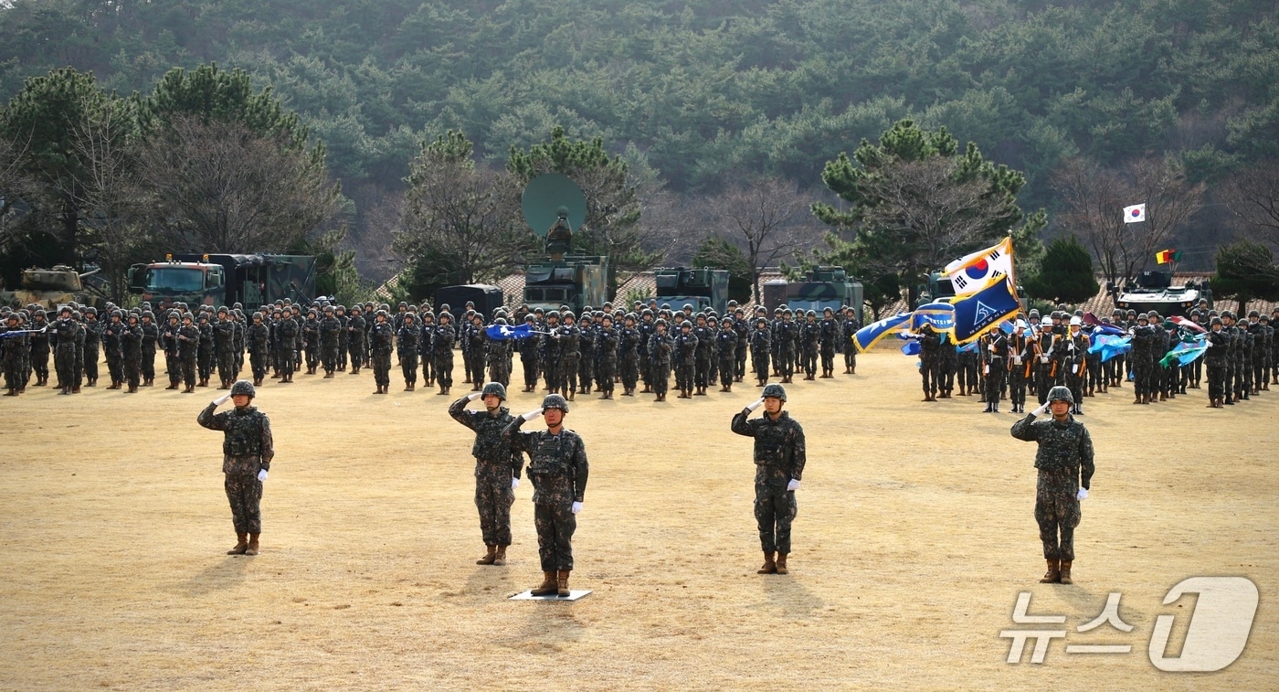 15일 육군제53보병사단 연병장에서 오세웅 신임 사단장 취임식이 진행되고 있다.(육군53사단 제공. 재판매 및 DB 금지)