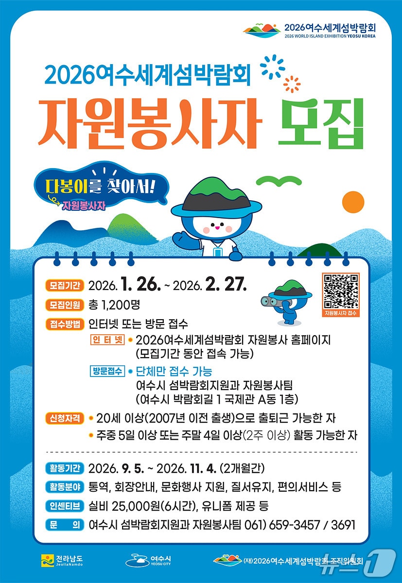 세계섬박람회 자원봉사자 모집 포스터. (여수시 제공. 재판매 및 DB금지)