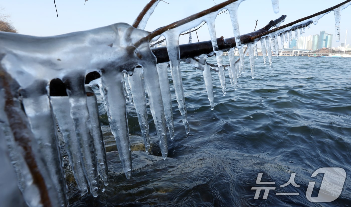 영하권의 낮 기온을 보인  지난 19일 서울시 영등포구 한강변 고드름..ⓒ News1 김명섭 기자