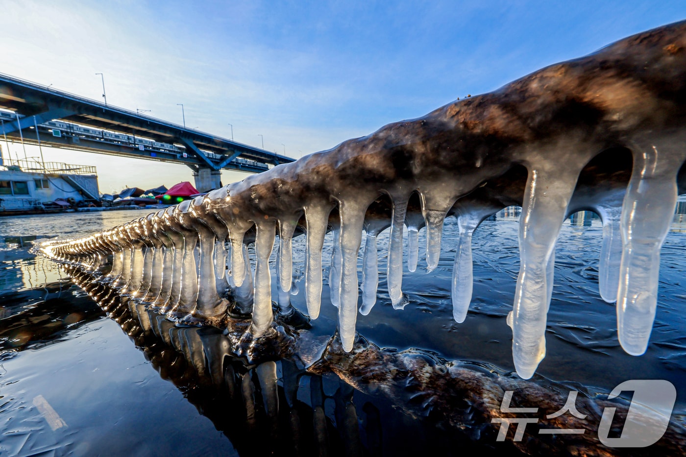 한파주의보가 발효된 20일 서울 광진구 인근 한강에 고드름이 얼어있다. 2026.1.20/뉴스1 ⓒ News1 이호윤 기자