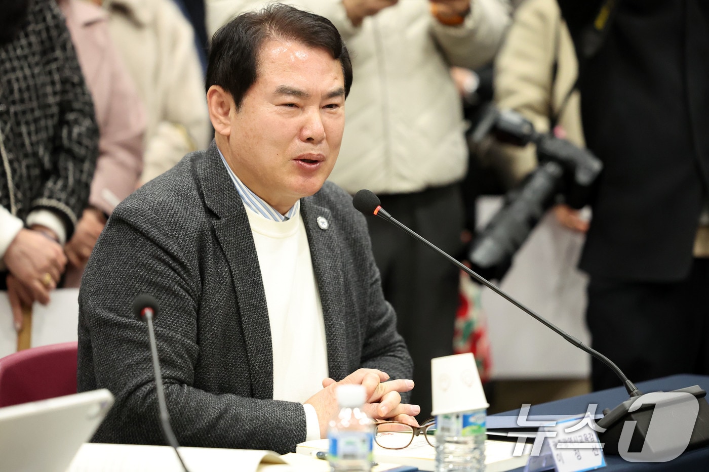 이정선 광주시교육감이 광주전남 행정통합 특별법 제정을 위한 간담회에서 발언하고 있다. 2026.1.25 ⓒ 뉴스1 이승현 기자