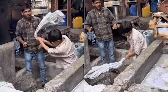 도비가트에서 빨래하는 한국 어린이(인디아투데이 갈무리) 