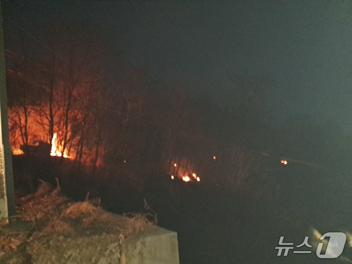 26일 오전 6시 31분께 울산 울주군 화산리 인근 야산에서 화재가 발생했다. (울산소방본부 제공. 재판매 및 DB금지)/뉴스1
